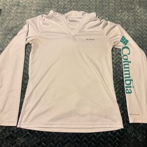 Columbia White Long Sleeve with Teal Logo